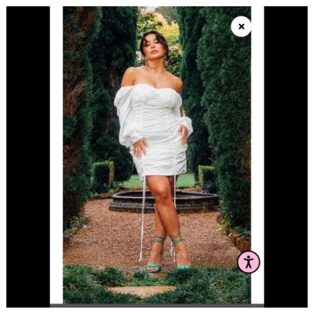 PRETTYLITTLETHING Ivory Ruched Long Sleeve Dress